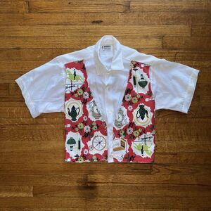 Whimsical  Short Sleeve Button Up Shirt Size XS‎